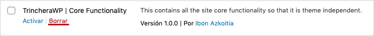 Borrar un plugin WordPress