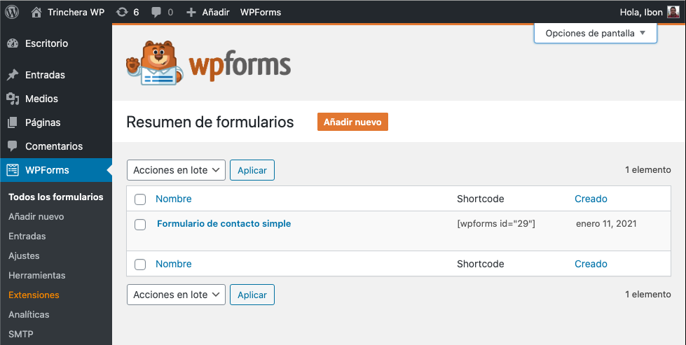 WPForms - Trinchera WP
